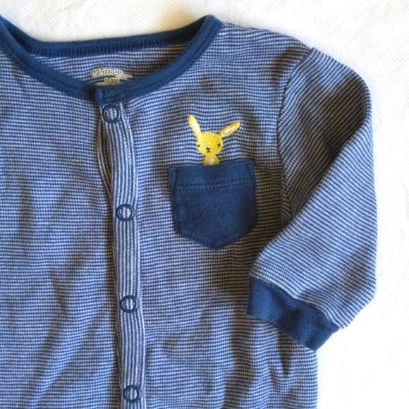 george organic cotton bunny pocket snap footie sleeper pajamas 0-3 months - Picture 2 of 5